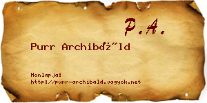 Purr Archibáld névjegykártya