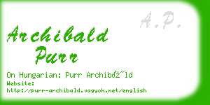 archibald purr business card